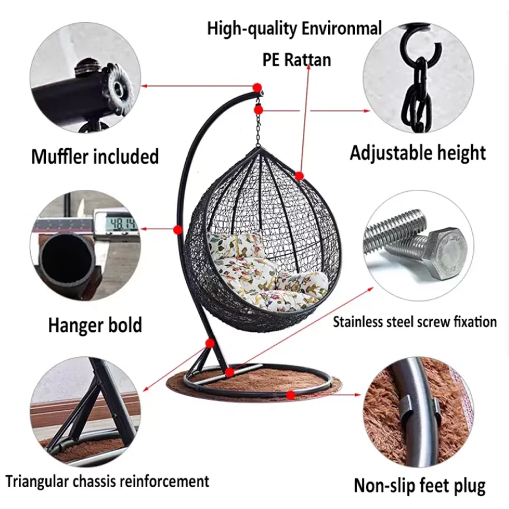 product most popular wholesale modern durable outdoor furniture egg rattan hanging chair swing chair-1