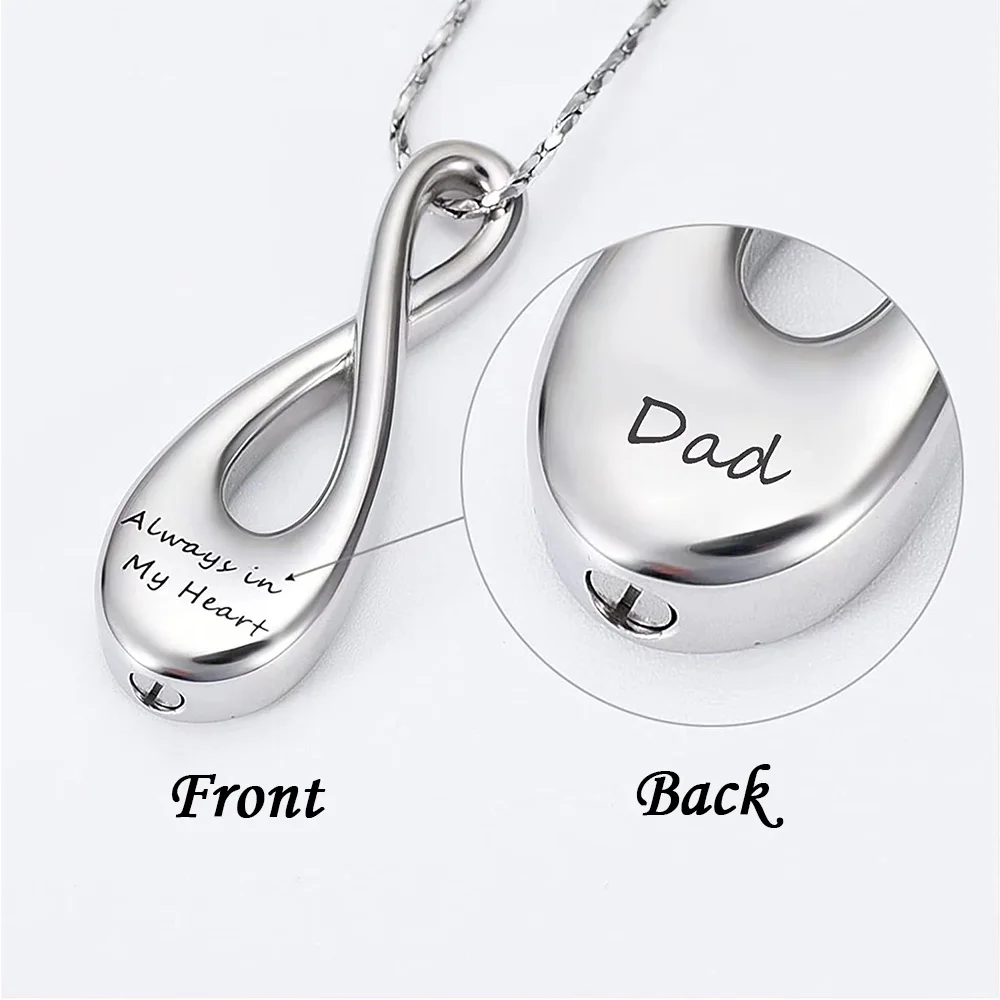 Personalized Tear Drop Cremation Urn Necklace for Ashes Always in My Heart Memory Necklace Jewelry Gift for Men and Women