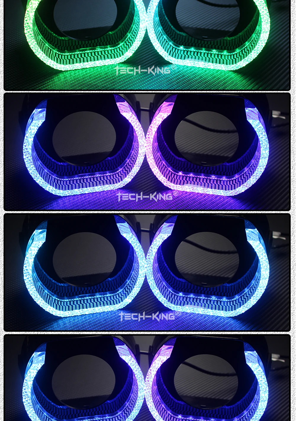 TECH-KING Hot Sale 5D LED 2.5/3.0inch Angel Eyes RGB App Control Decorative Auto Accessory with Angel Eye Daytime Running Lights