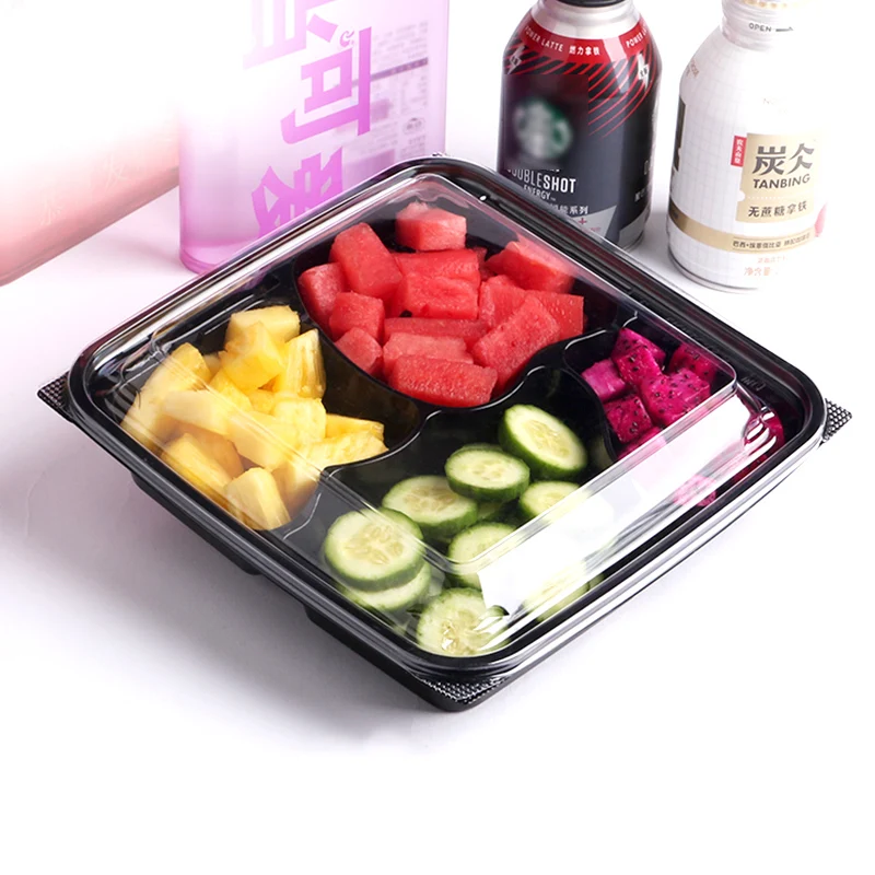 Fruit Packaging 5cm Disposable Plastic Food Box With Divider