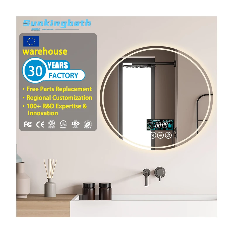 Hot Sale IP44 IP65 Circle Anti-Fog Led Adjustable Illuminated Bathroom Vanity Mirror With  Led Light and Bluetooth