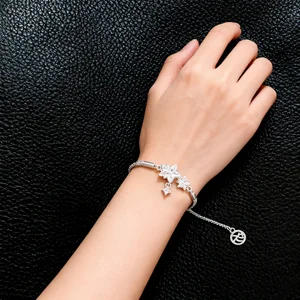 Custom Zircon Charm Fashion Chain & Link Bracelets Double Star Brass Copper Bracelet Jewelry Fancy Jewellery for Joias De Luxo