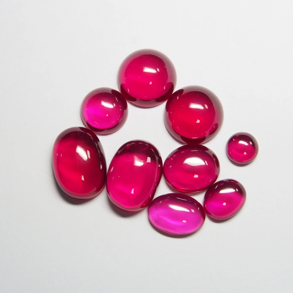 Synthetic Ruby Oval Cabochon | Lab-Created Corundum Stone for Nail