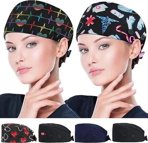 Working Cap Hair Tie Bouffant Caps Tie Back Hat With Sweatband Scrub Hat Arabian Style Arabesque Pattern 6 Turban Cap At Men's Clothing Store