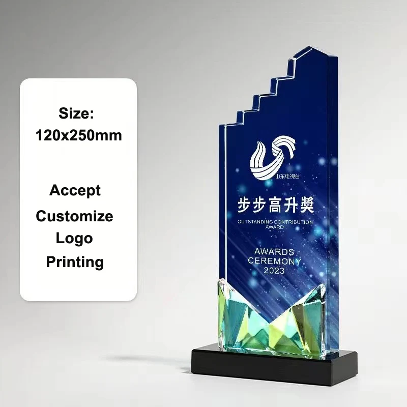 Hot Sale Custom Crystal Glass Trophy Factory New Style Honor Souvenirs Color Printing Award Figurine Love Theme Gift details