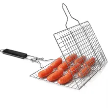 Stainless steel Outdoor Grill Net Folding BBQ Fish Grill Basket