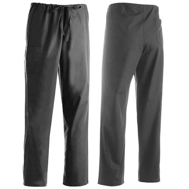Men's Housekeeping Drawstring Straight Leg Work Trousers Cleaning Worker Medical Scrub Uniform Working Cargo Pants