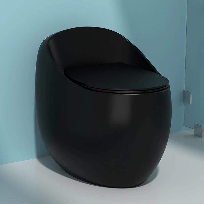 Modern Egg Shaped WC Sanitary Ware One Piece Ceramic Matt Black Color Bathroom Toilet Bowl