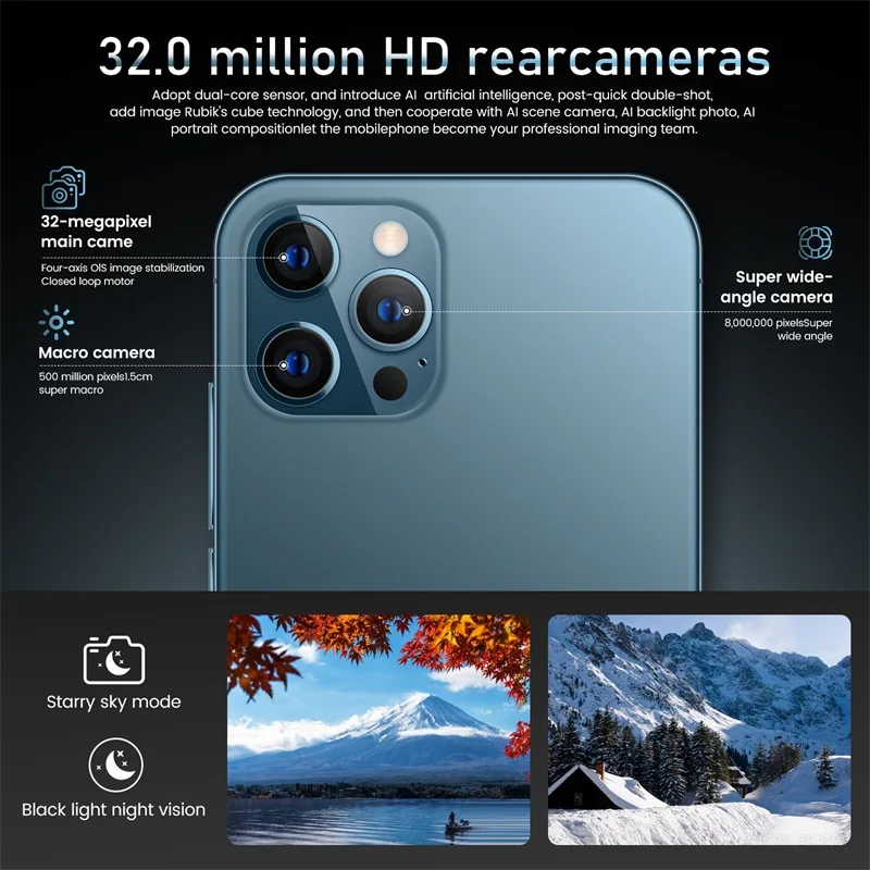 
 I12 pro max 6,7 дюйма высокой четкости с функцией распознавания лиц оригинальный смартфон 12 Гб + 512 Гб Высокое разрешение Android мобильного телефона  