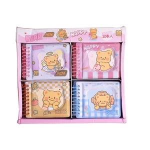 2026  Mini  Waterploof Custom A7 Cute Cartoon Bread Bear Diary Pocket Child Spiral PVC Notebook