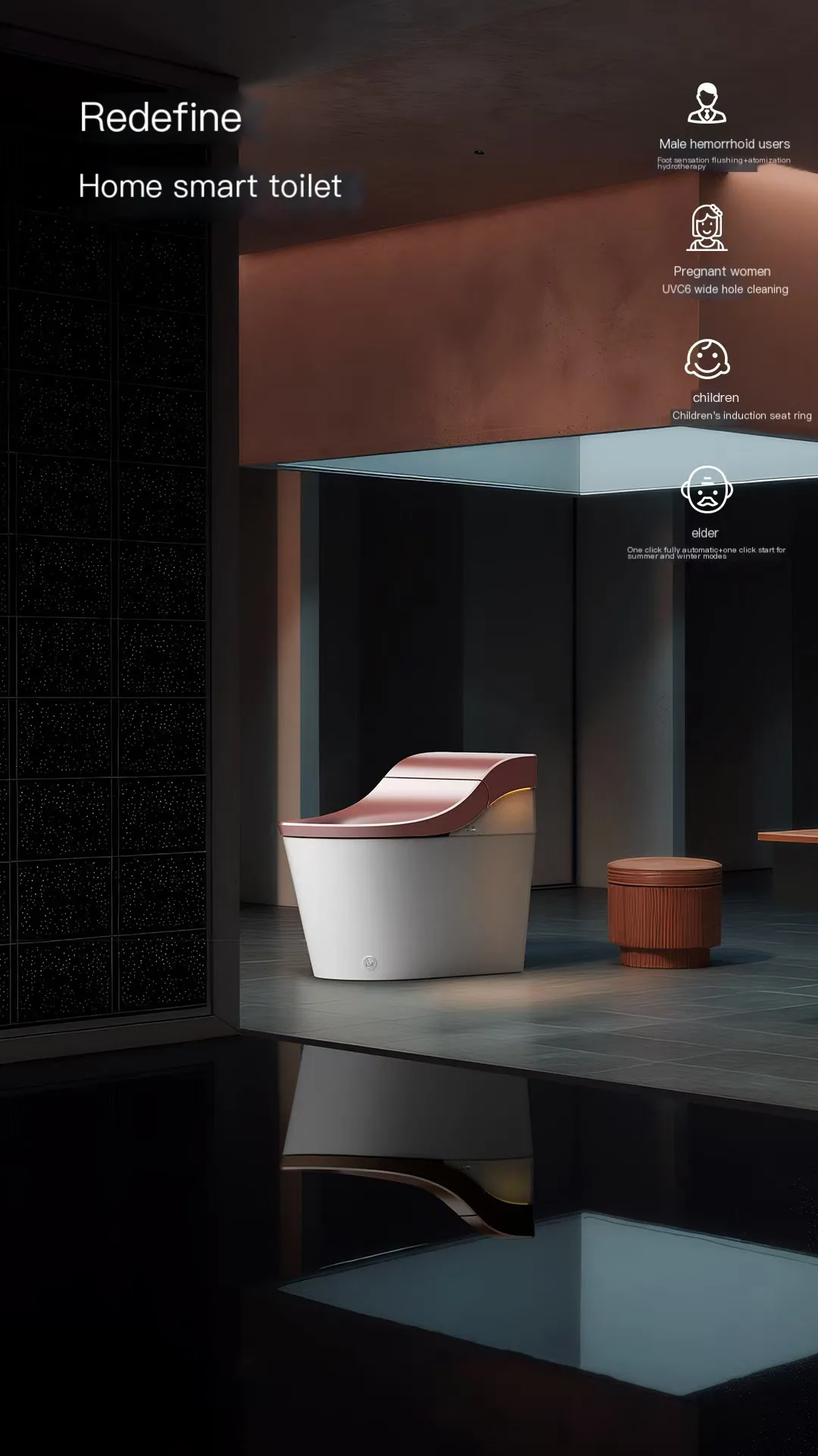 product customizable colors ceramic automatic electronic bidet bathroom wc intelligent toilet automatic smart toilet with night light-12