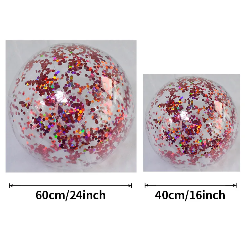 Hot Sale Promotional Pvc Inflatable Glitters Beach Ball Water Ball with Sequins Inside