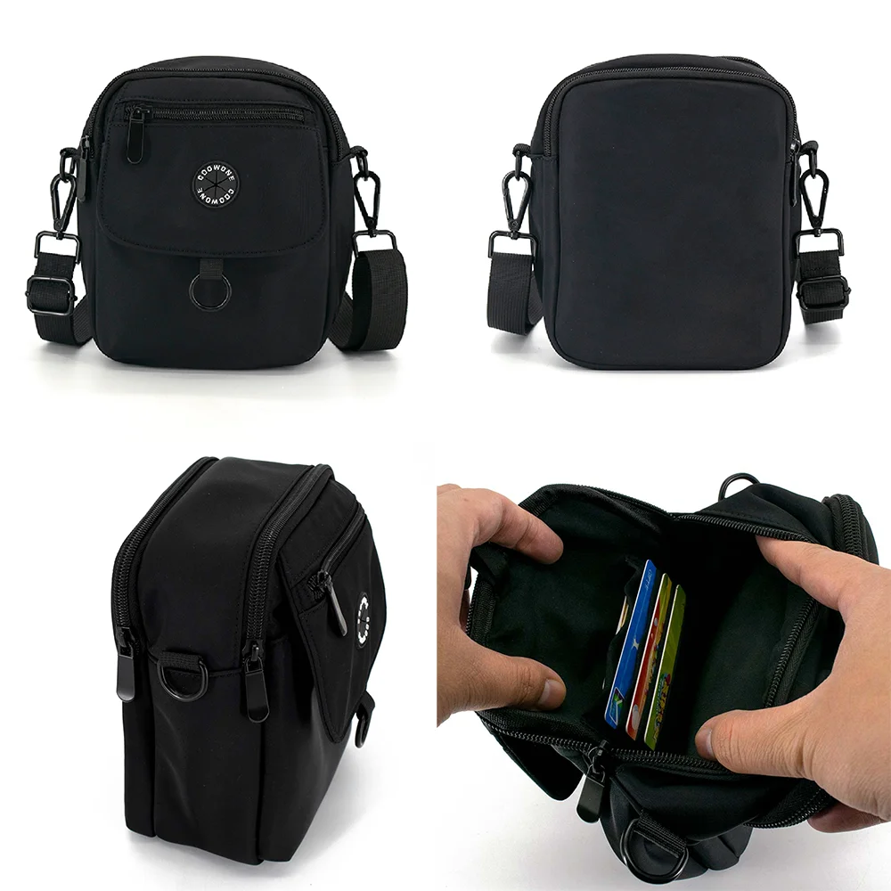 Black Messenger Dog Walking Bag With Poop Bag Dispenser Personalised