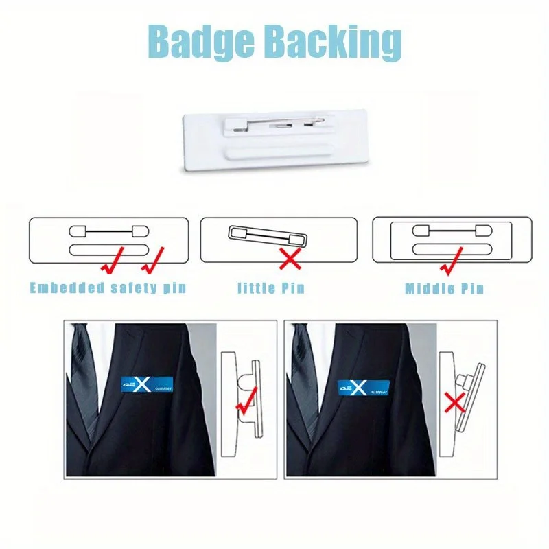 Personalized Engraved Name Tags Business Work Labels Employee Name Plates Epoxy Magnetic ID Badges with Pin