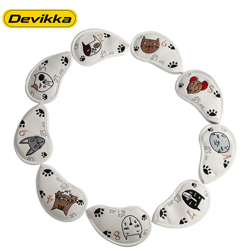 Devikka Konday OEM Customizable Waterproof PU Leather Lightweight White Golf Iron Headcover Set Custom Logo Customized Design