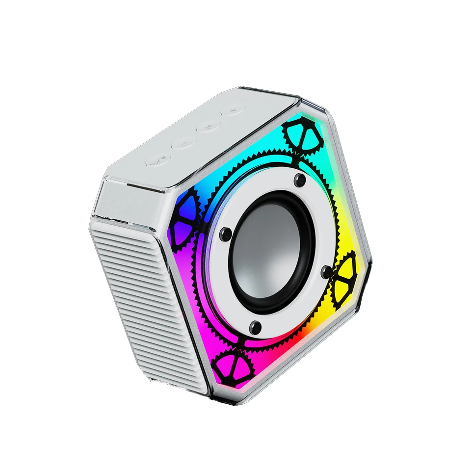 Portable Wireless Speaker with RGB LED Lights 5W Output Power Loud Stereo Sound Supports TWS FM Radio TF Card Home Outdoor Use