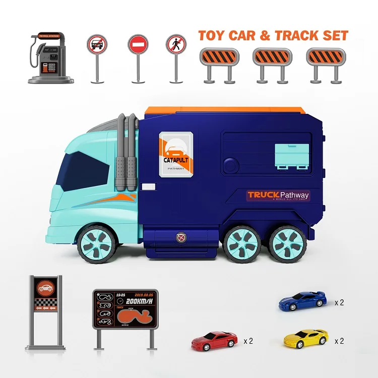 Toy Factory Best Selling Construction Diecast Metal Alloy Small Car Carrier Friction Vehicles Toy Truck for Kids