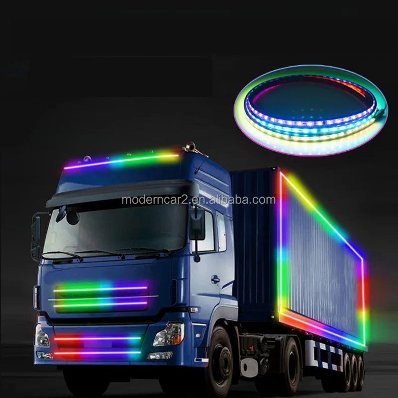 24V 7color LED Flashing RGB Truck Ambient Light Roof Bumper Door