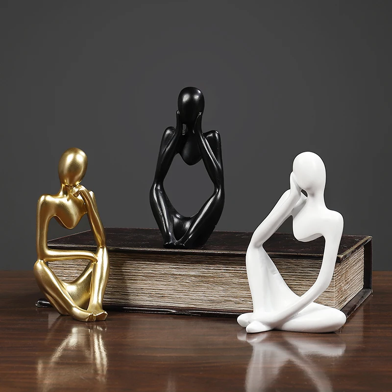 Tissting Statue Abstraite du Penseur, Figurine Moderne en Résine pour Décoration Intérieure, Sculpture Artistique 22.3x12.8x9.5cm pour Bureau et Salon