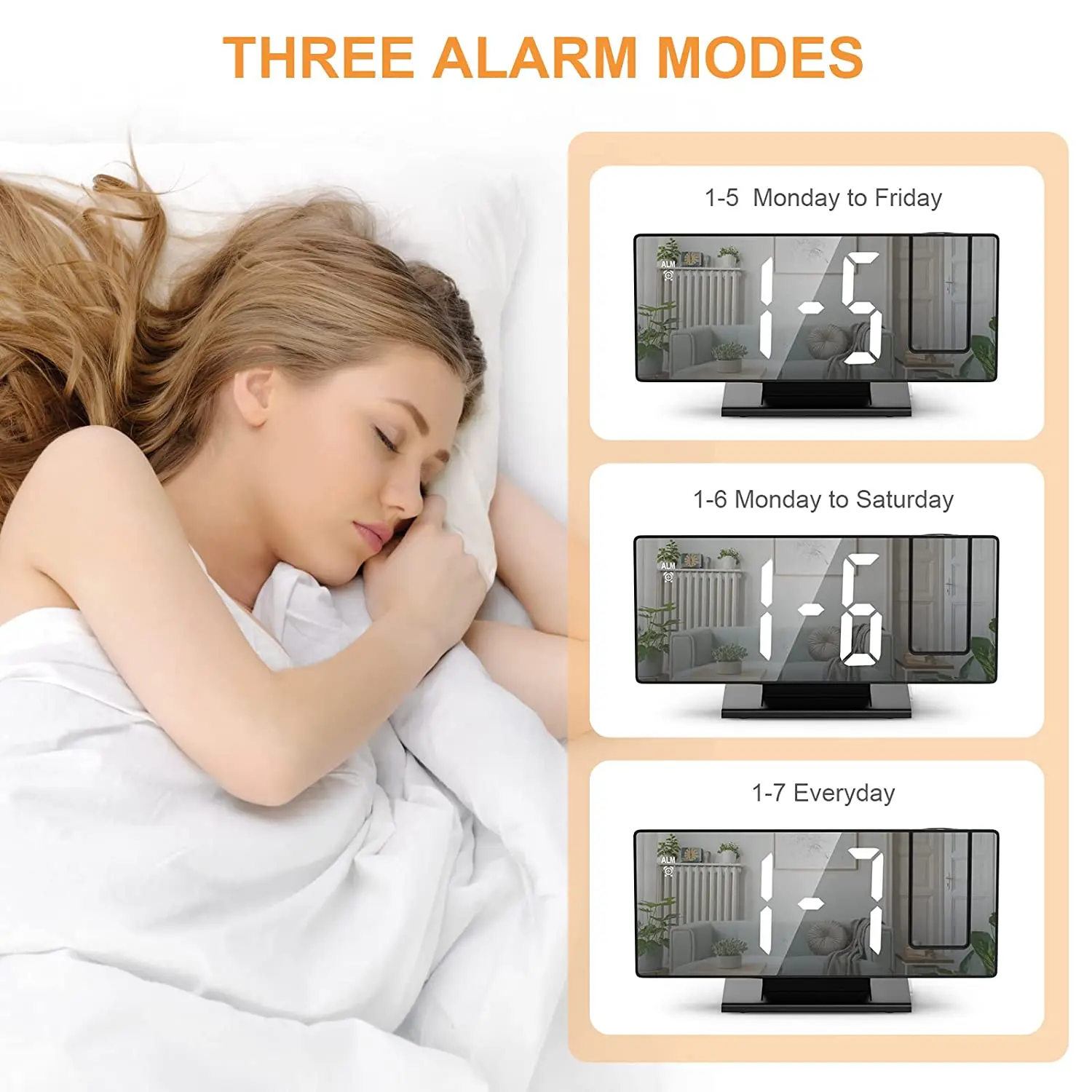 Desktop Electric Digital Projection Mini Light Alarm Table Mirror LED Clock With Time Projector