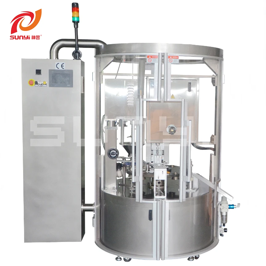 Sunyi Factory Rotary Automatic Coffee Capsule Filling Sealing Machine Coffee Pod Packing Machine with Auger and Nitrogen