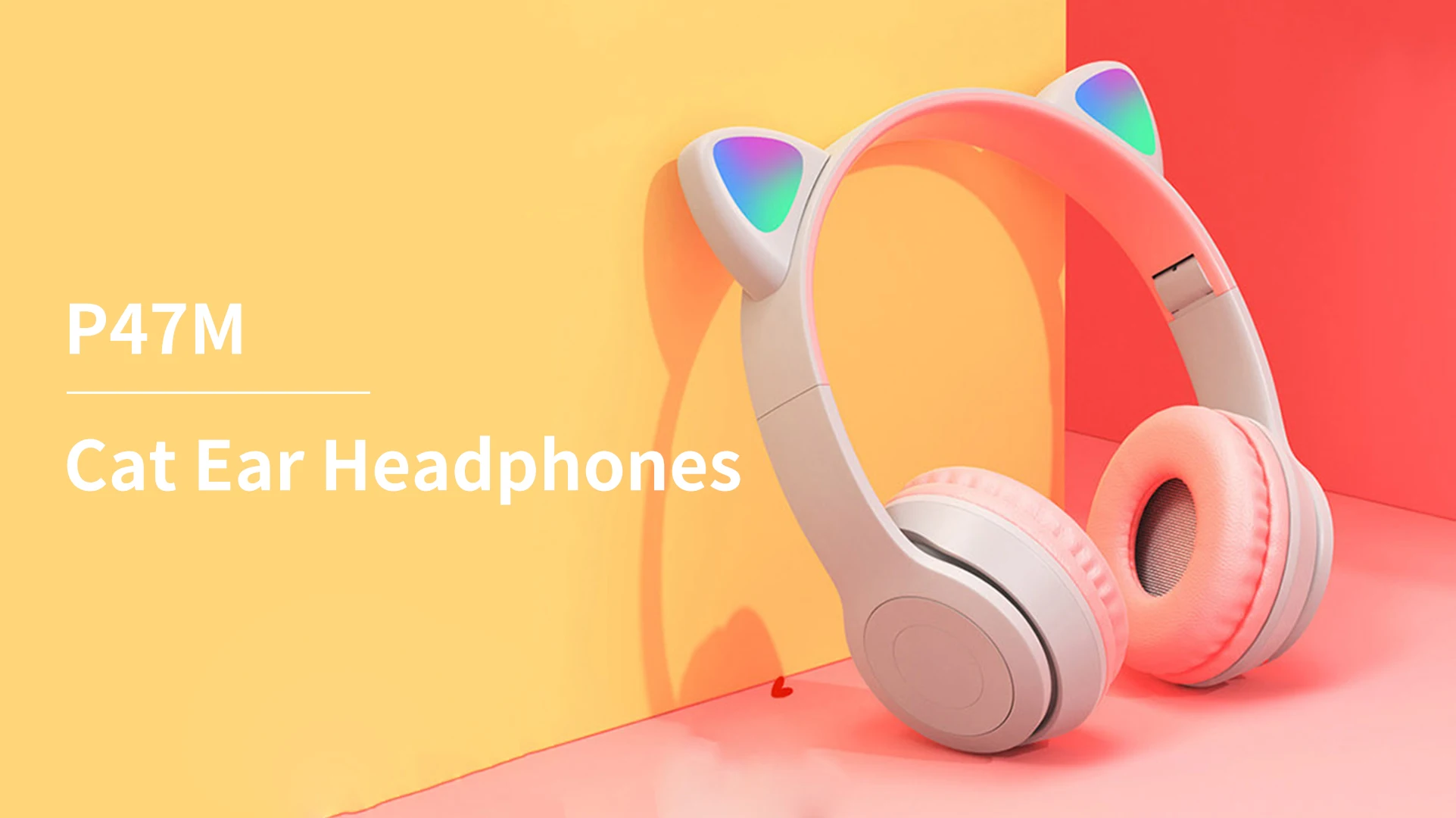 Fashion Cat Ear Design P47M Gaming Headphones Rgb Led Wired Headset with  Microphone for Computer P47