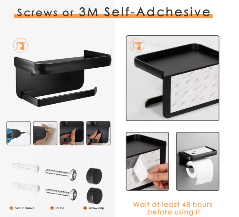 Wc Rolhouder Stainless Steel Wall Mounted Roll Tissue Holder Black