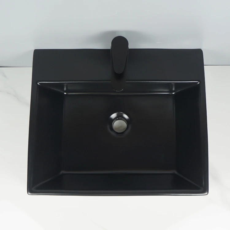 Tarpul Customized Any Color Water Basin Black Wall Hung Ceramic Bathroom Countertop Sink Wash Basin