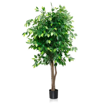 6 Feet Large Home Office Decor Indoor Fake Plastic Ficus Tree Wholesale Artificial Plants With Pot