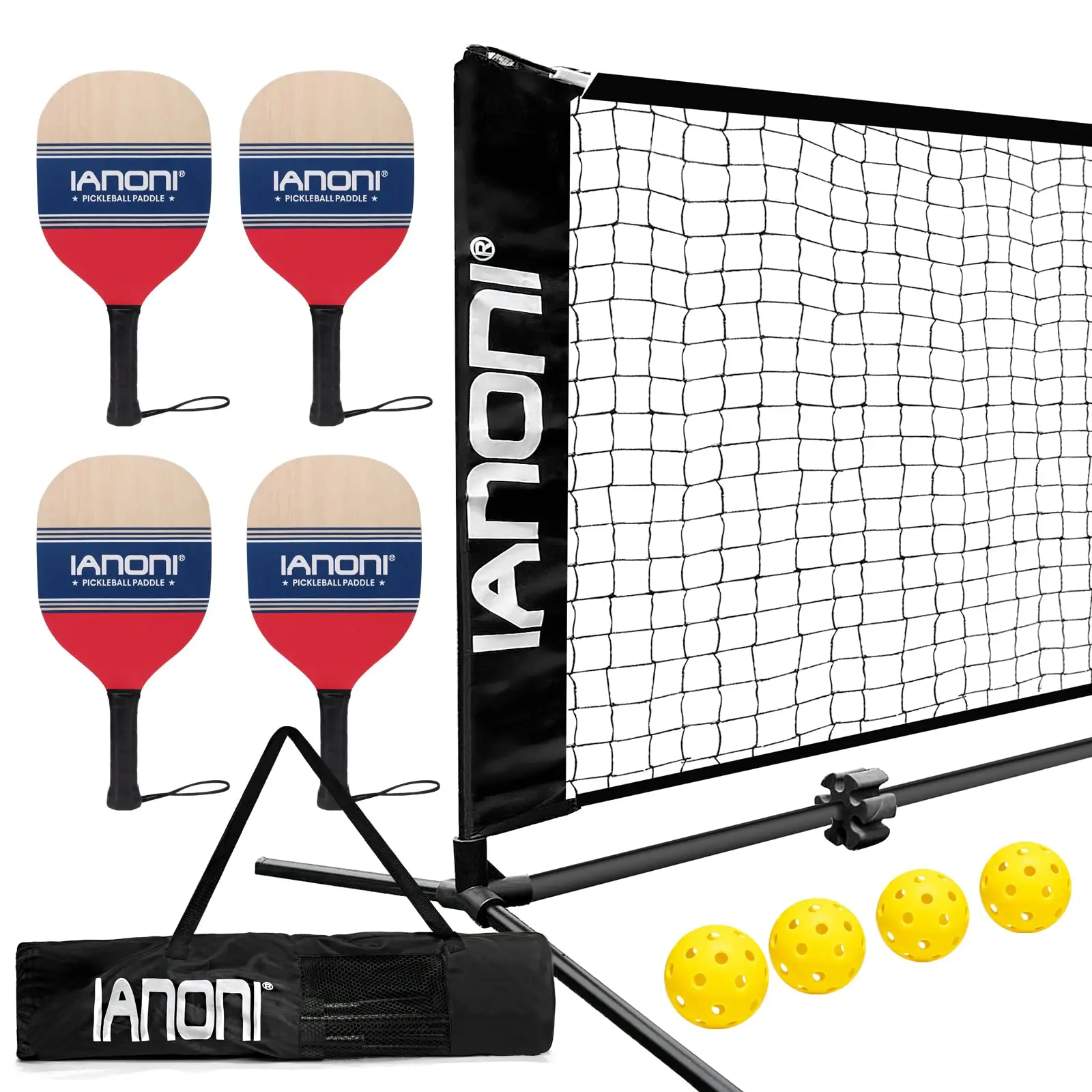 Pickle Ball Portable Pickleball Paddle Set of 2 or 4 Folding Pickleball Net
