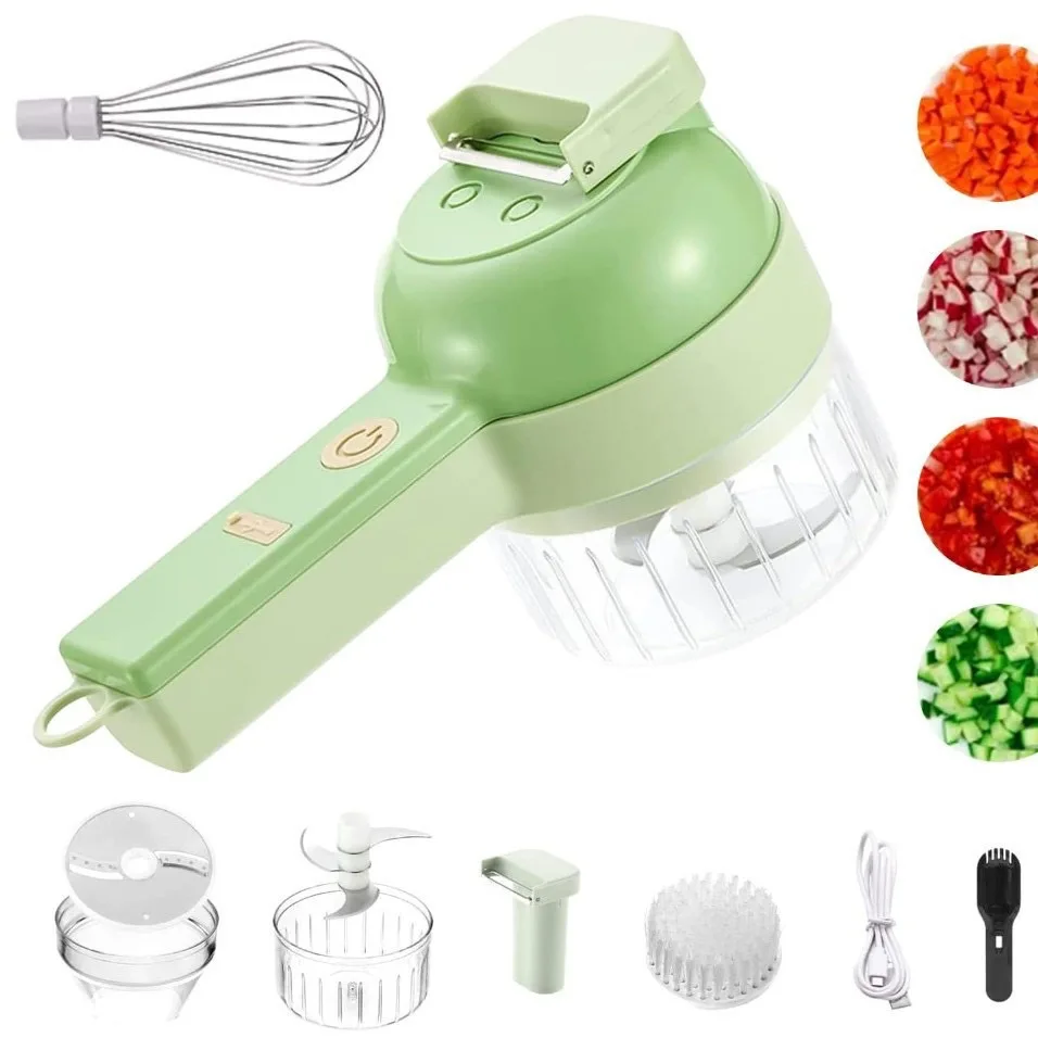 L Hot Handheld Wireless Cooking Machine Electric Gatling Chopper Kitchen Multifunctional Four in One Stirring Garlic Slicer