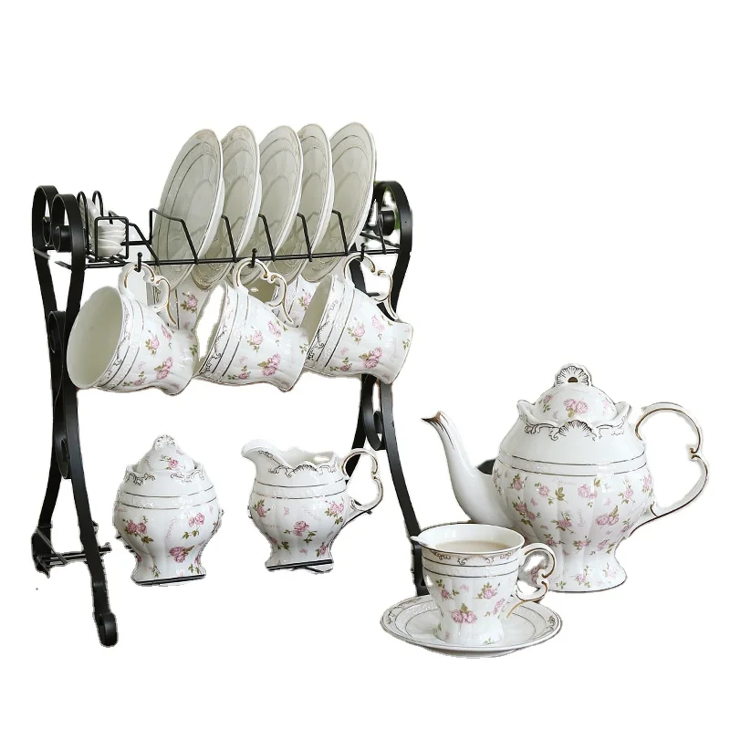 Первоклассный аутентичный роскошный Европейский Креативный домашний чайный сервиз, керамическая чашка и блюдце, кофейник большой емкости, индивидуальный подарочный набор