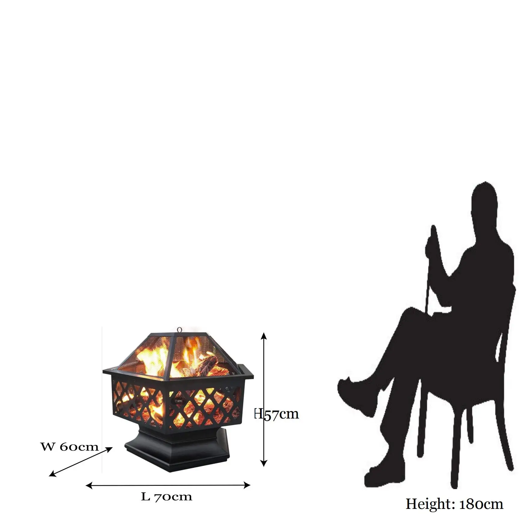Modern Metal Square Portable Mini Fire Pit With Mesh Cover Outdoor
