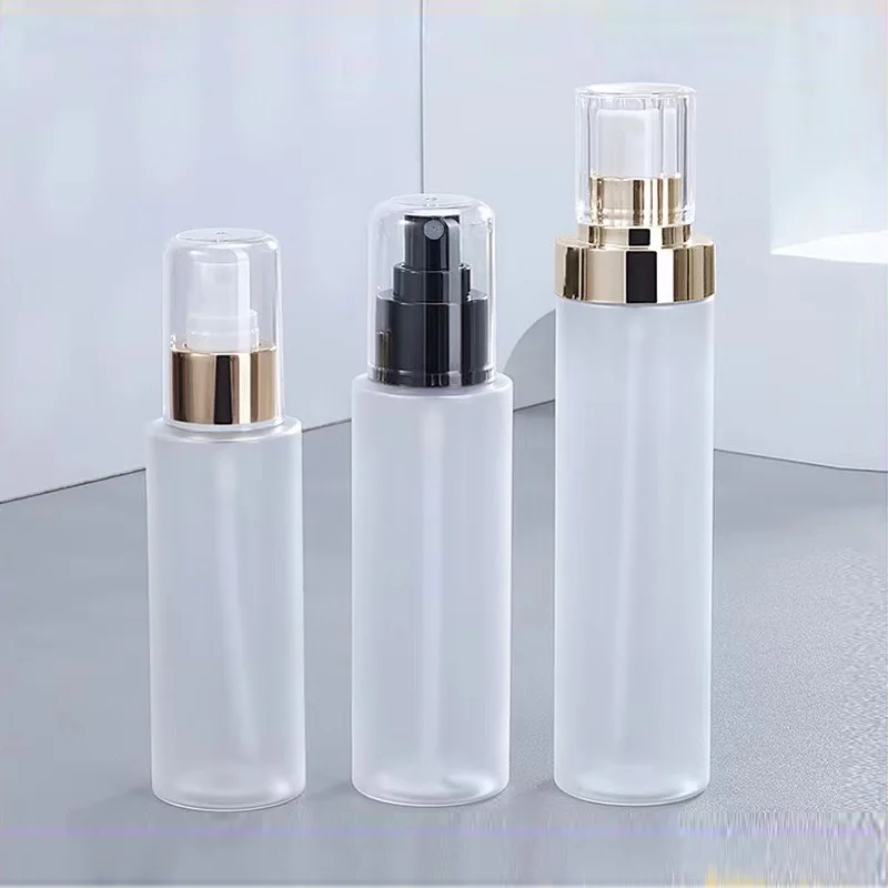 Factory Direct 100ml 120ml Pet Clear Scrub Round Flat Shoulder Skin Care Cosmetic Toner Spray Spray Bottle