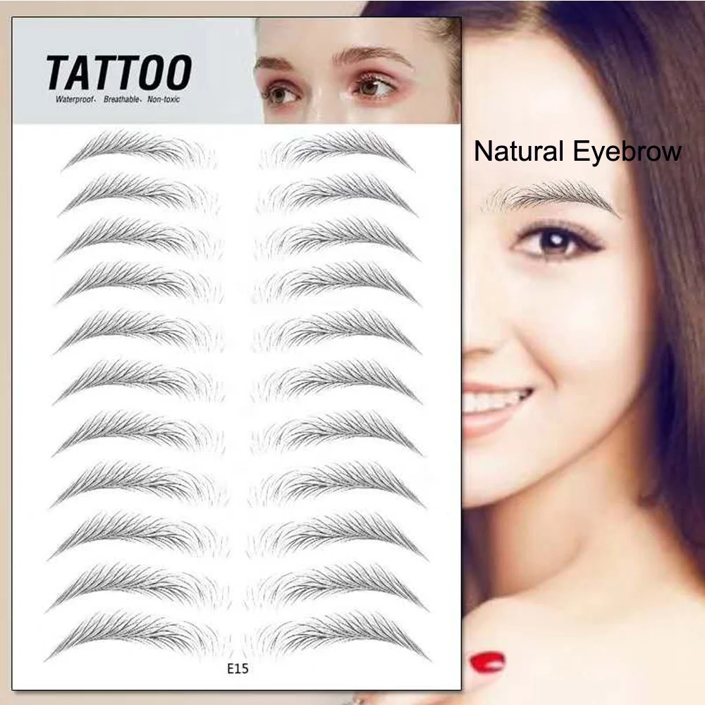 New Arrival Microblading Temporary Transfer Brow Stamp Eyebrow Tattoo Sticker 8 Designs Arched Eyebrow