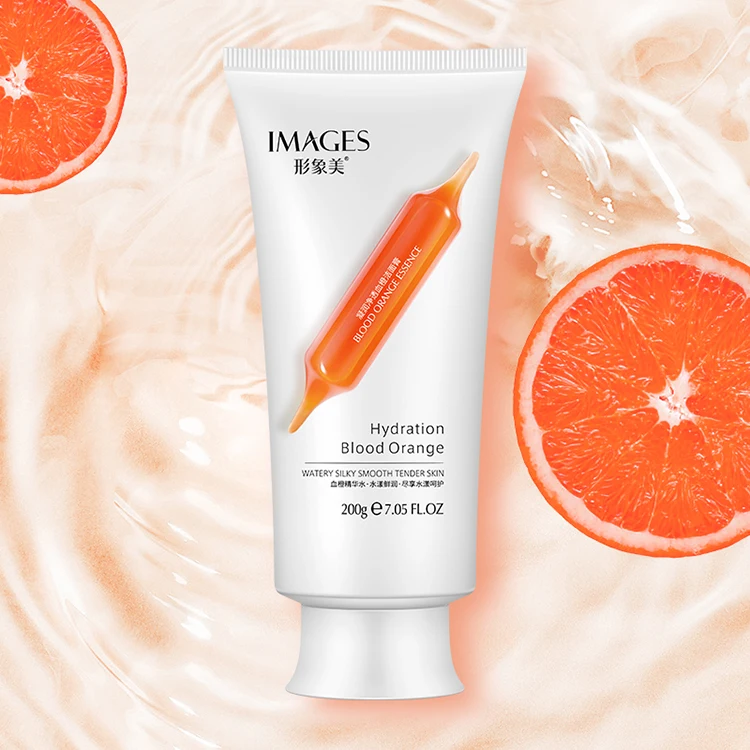 Private Label Images Deep Clean Remove Skin Oil Natural Hydration Blood Orange Vitamin C Whitening Foam Facial Cleanser