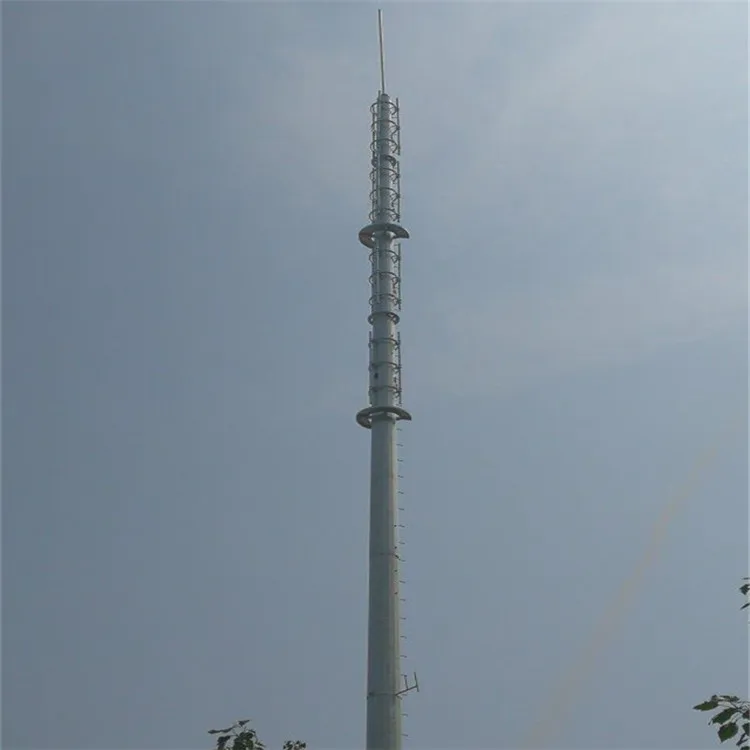 hot dip galvanized telecom 20m high mast steel television microwave communication single pipe steel tower