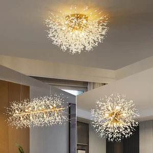 Zeal Lighting Nordic Crystal Dandelion Chandelier Kitchen Dining Room Hanging Pendant Light Fixture