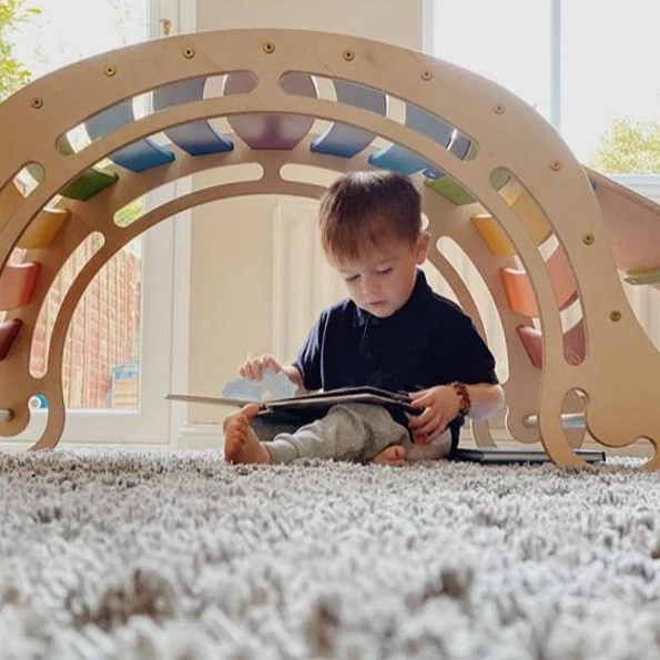 Деревянная детская лодка-качалка Xiair, доска-качалка для малышей, образовательная Радужная доска Монтессори Вальдорф