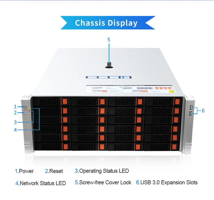 4U 24-bay Rackmount Chassis with Straight-through 8NVMe+16SAS/SATA Backplane CC3K24-24S08N