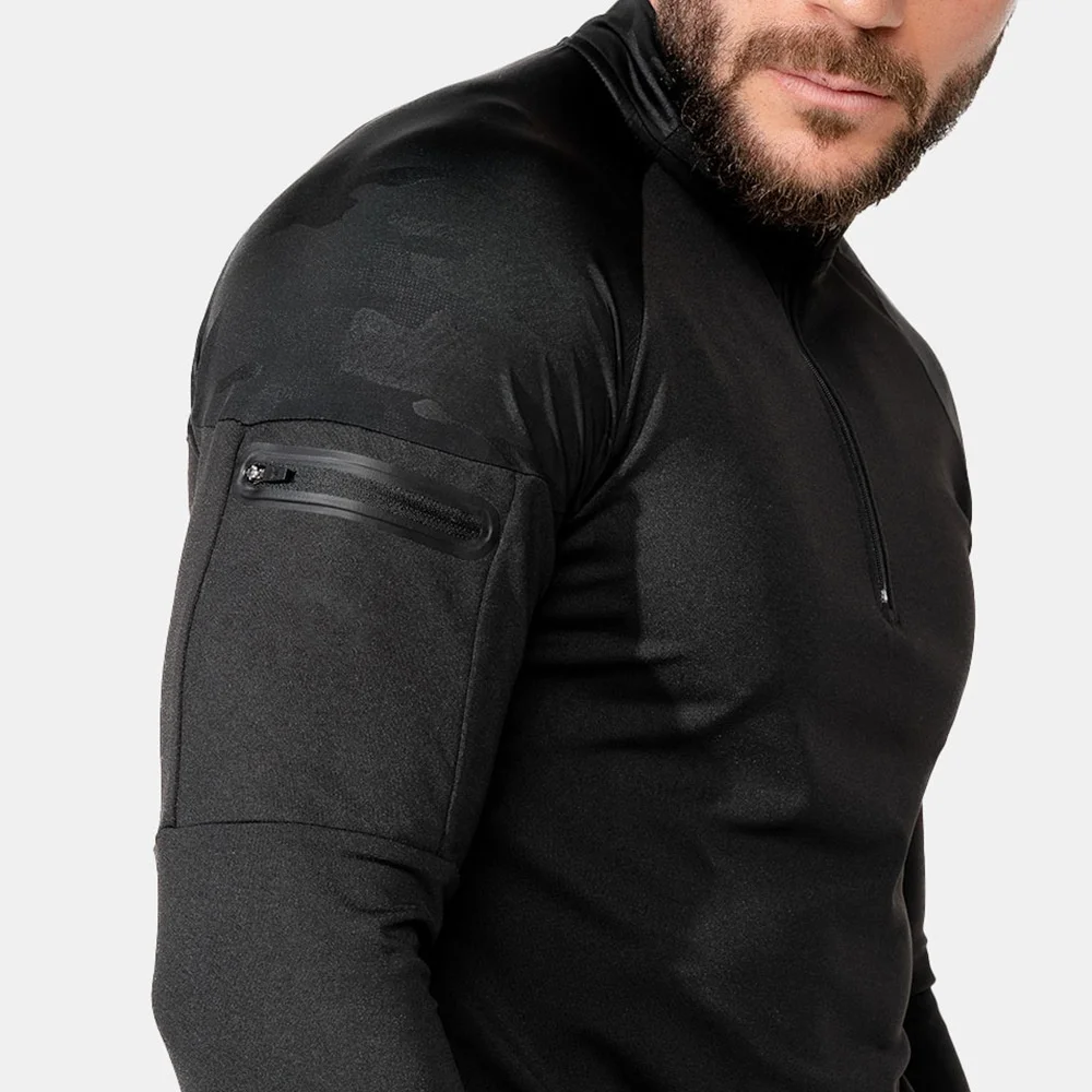 JL-0228C New Style Breathable Long Sleeve Top Men Plus Size Half Zip Long Sleeve Work Out Shirt Outdoor Activewear Shirts