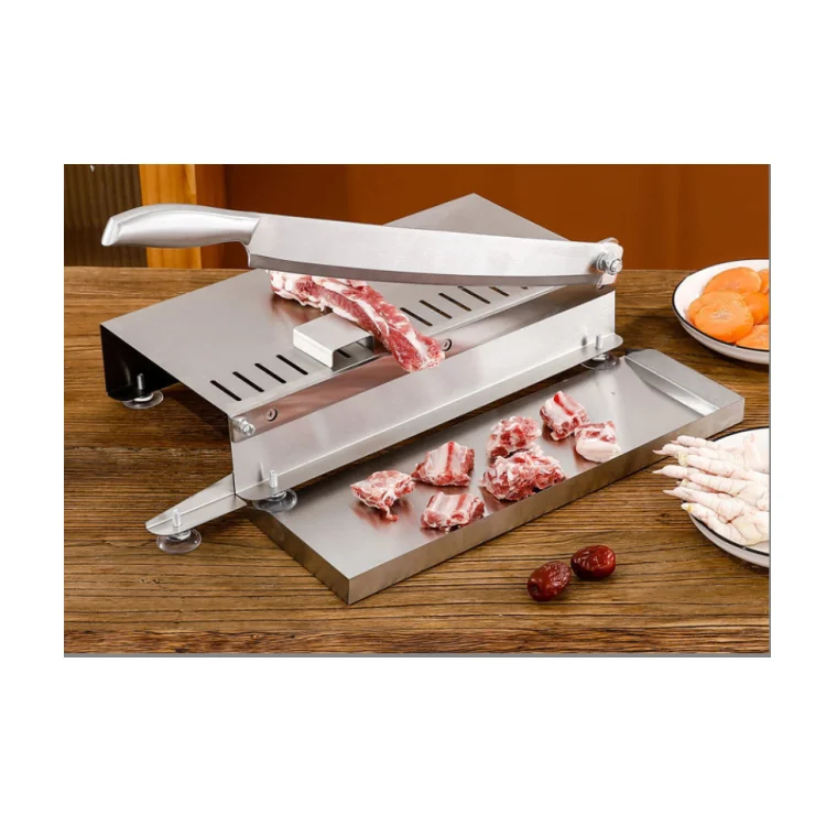 Moongiantgo Manual Frozen Meat Slicer Bone Cutter Ribs Chicken Cutter  Stainless Steel Cutting Machine for Lamb Chops Pork Beef Fish Vegetable  Meat