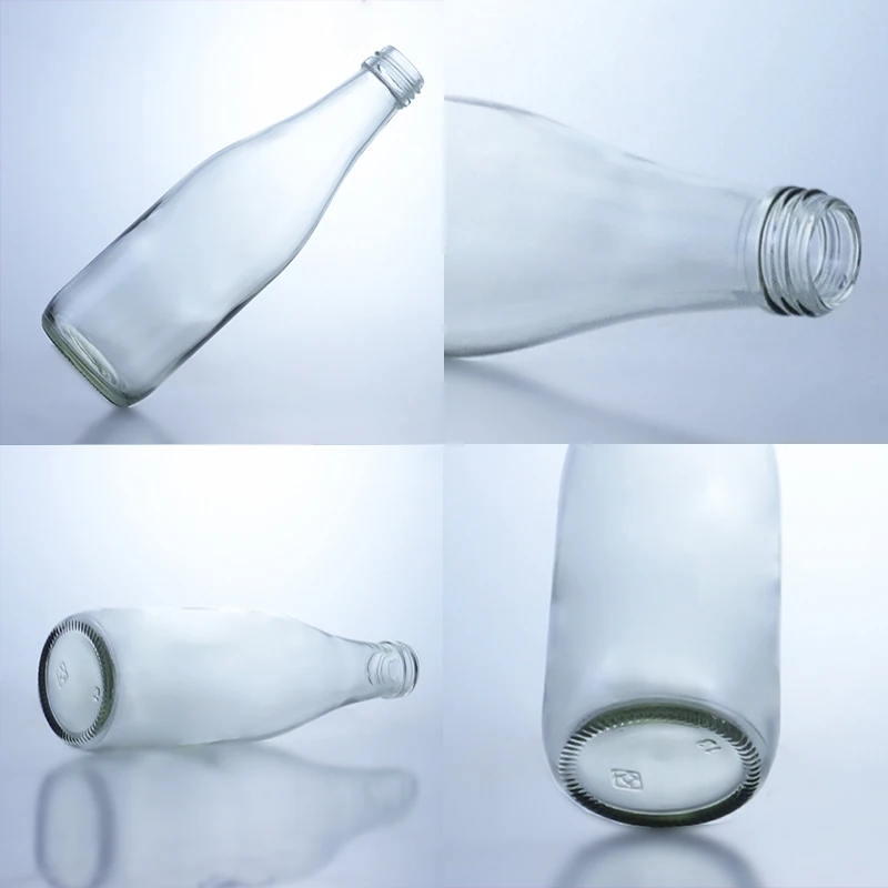 375ml Customize Clear Glass Mineral Water Bottles for Beverage 300ml 10oz Milk Coffee Lightweight Juices Bottle With Screw Cap