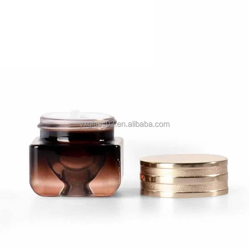 15g Hot sale luxury fashion amber square eyes cream jar new style cosmetic packaging glass bottle manufacture