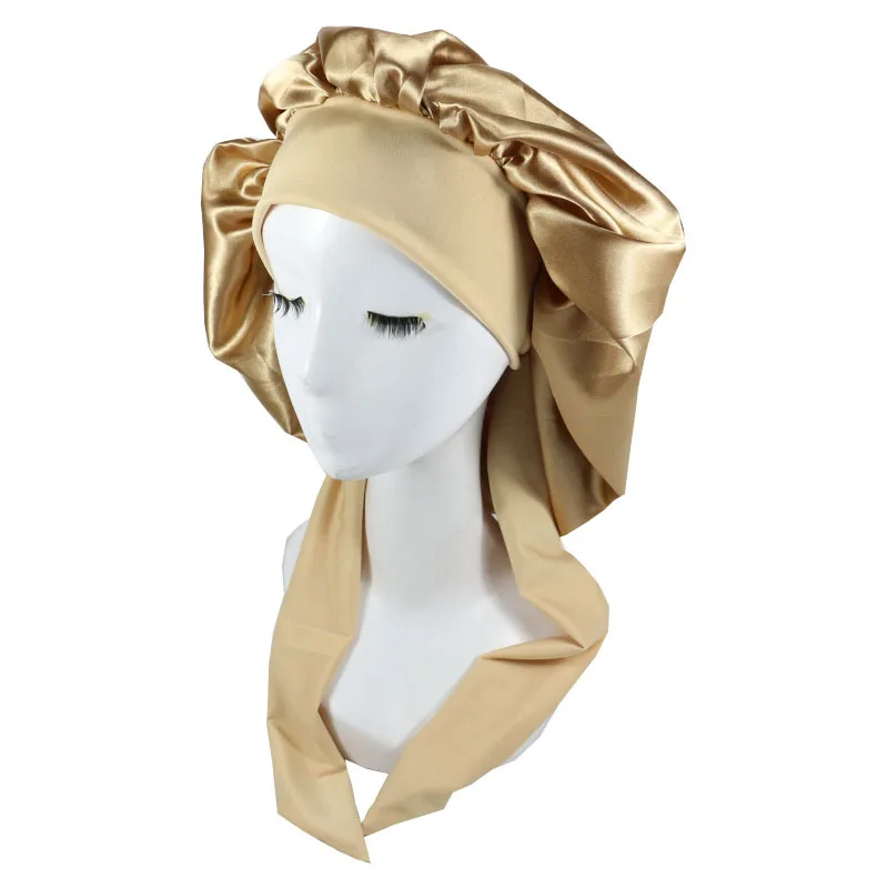 Women Big Large Braid Hair Head Wrap Satin Bonnets Bonnet With Tie Edge ...