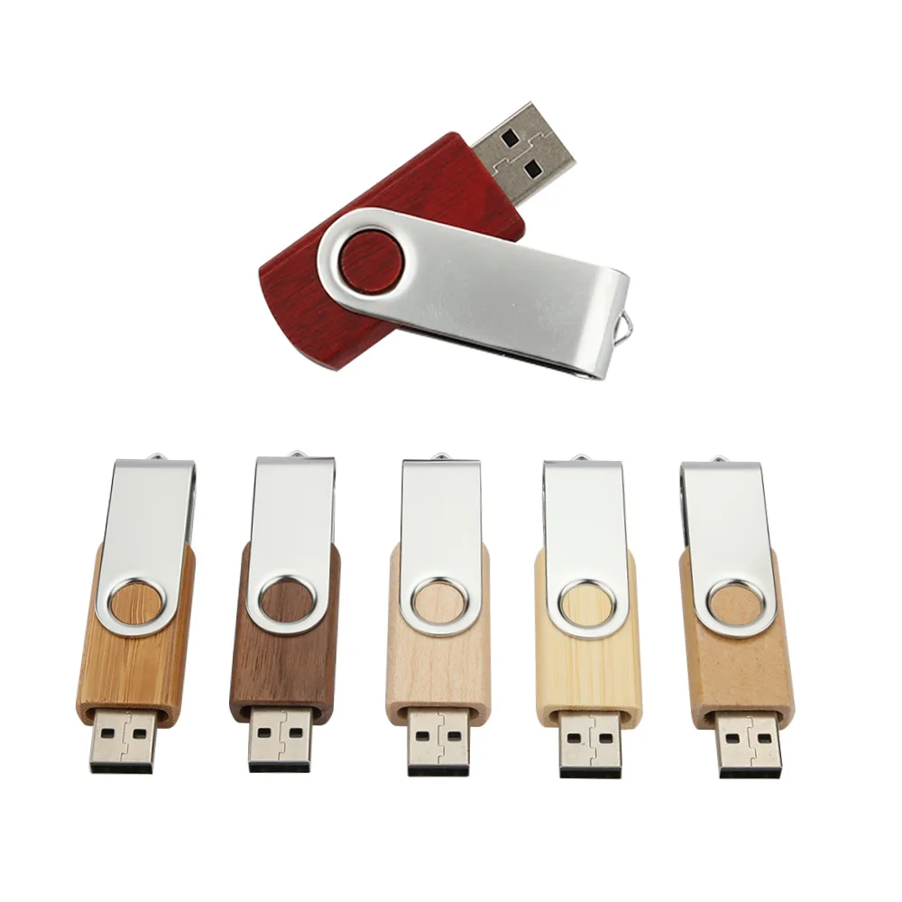 Generic Metal Wooden Swivel Flash Drive Rotating External Storage Memory Stick Usb 2.0 3.0 U Disk Pen Drive