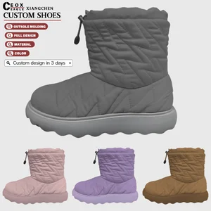 Custom LOGO Snow Boot Shoes Fur Warm Plush Winter Snow Midi Fuzzy Midi Boots Snow Boots for Women Custom Boots Manufacturers