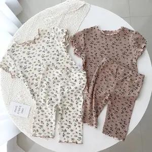 Children 0-12 Years Old Girls Print Floral Lounge Sleepwear Fashion Shorts Set Hot Sale Casual Summer Clothes for Kids