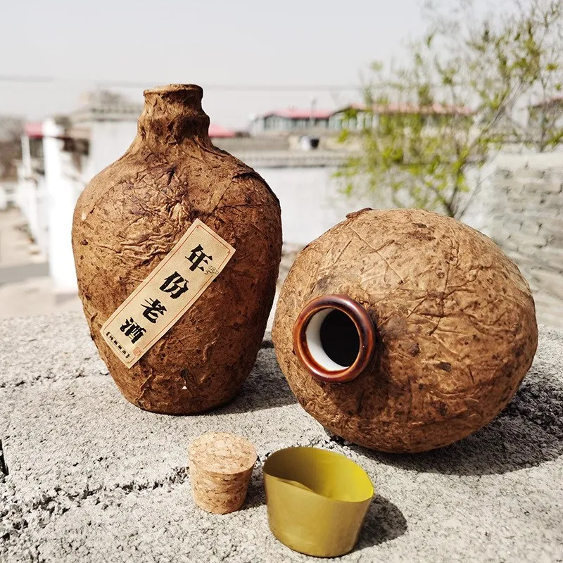 Handgemachte Keramik Weinflasche Schnaps Flach Mann Leere Flasche Steingut Flasche Loch Versteckt Den Boden Ver Gräbt Das Weinglas
