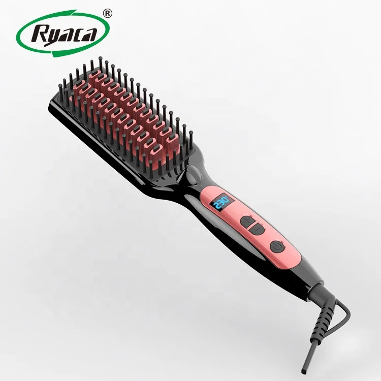 Professional Genie Ceramic LED Digital Display Hair Straightening Brush